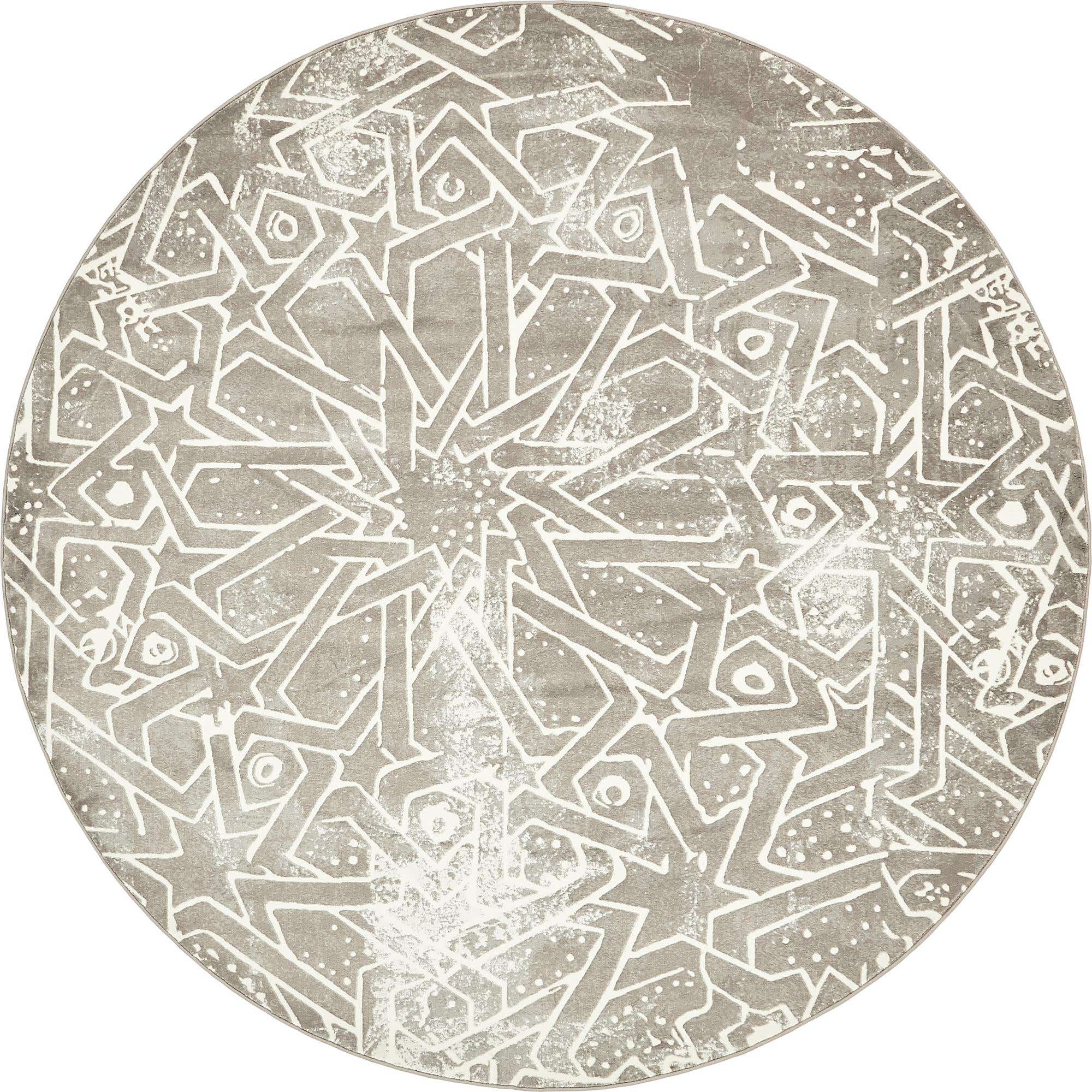 Gray 8' x 8' New Vintage Round Rug | eSaleRugs