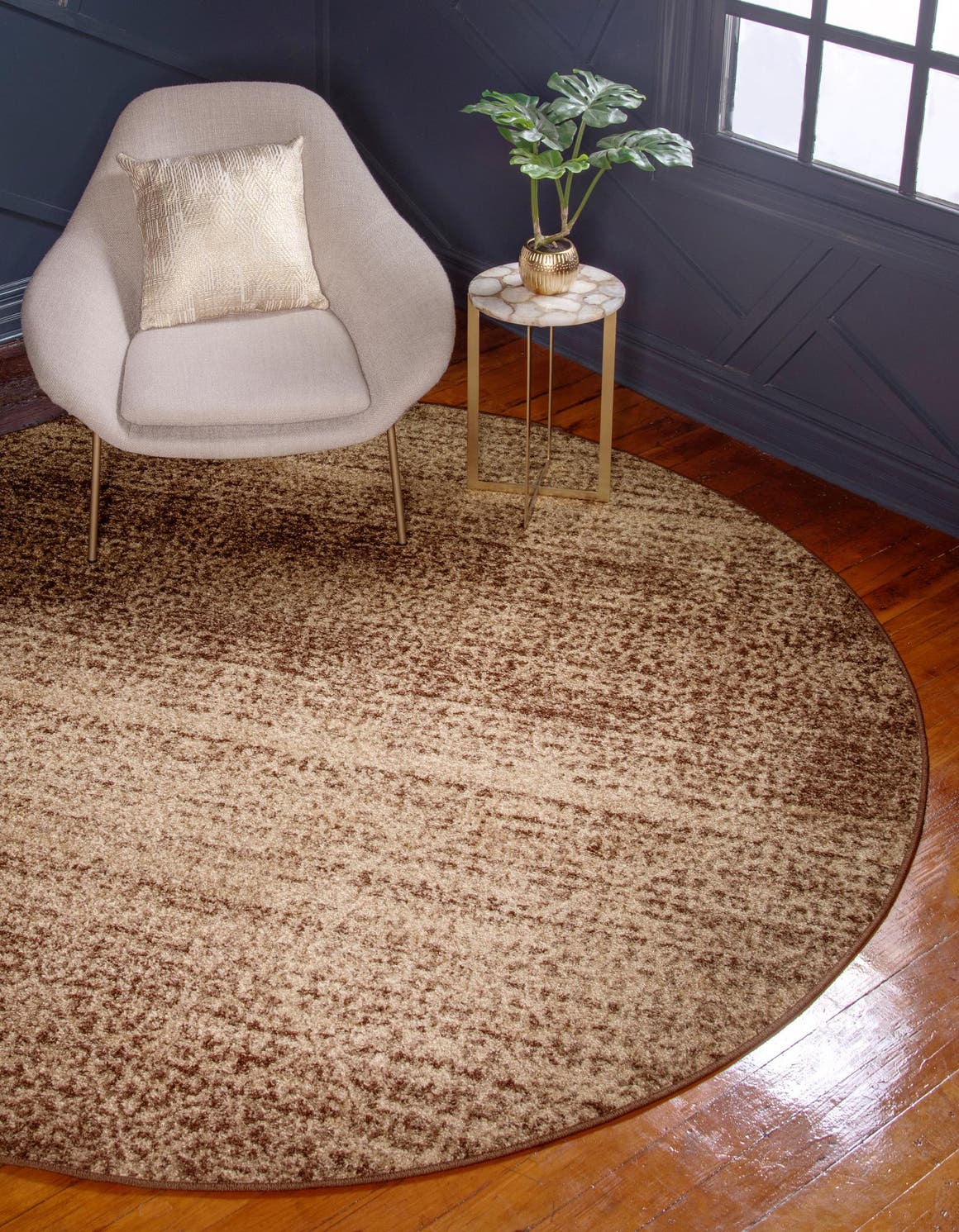 Beige 8' x 8' Equinox Round Rug