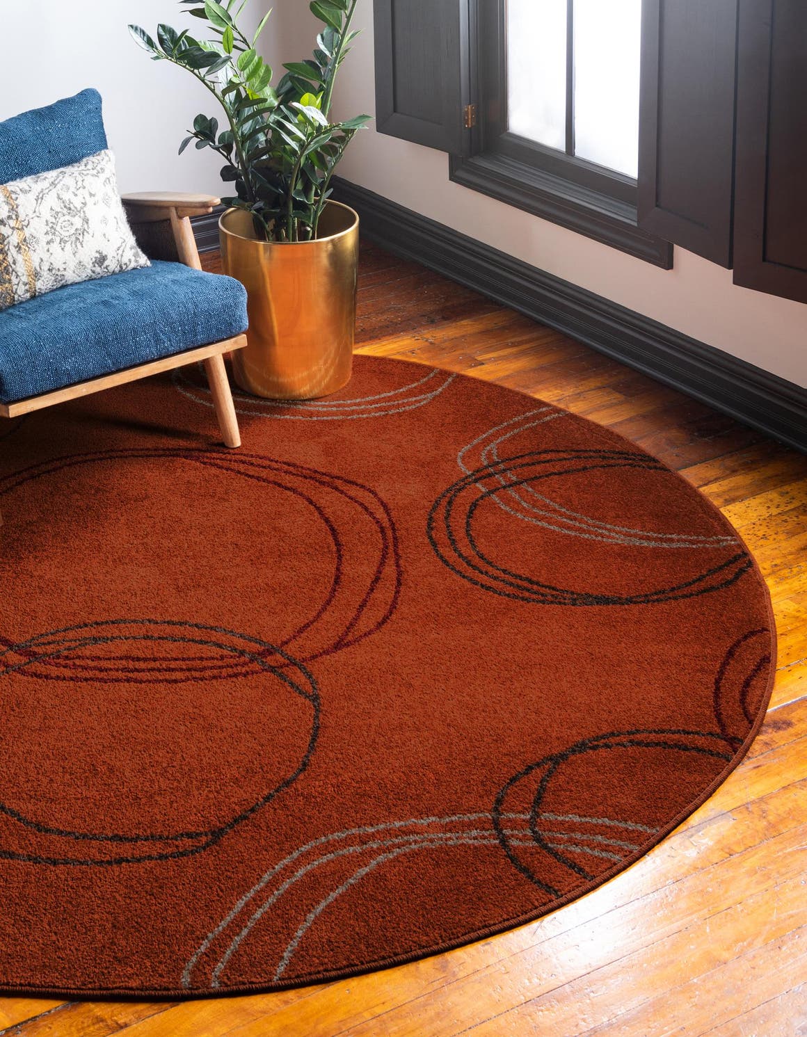 Terracotta 100cm x 100cm Harvest Round Rug AU Rugs