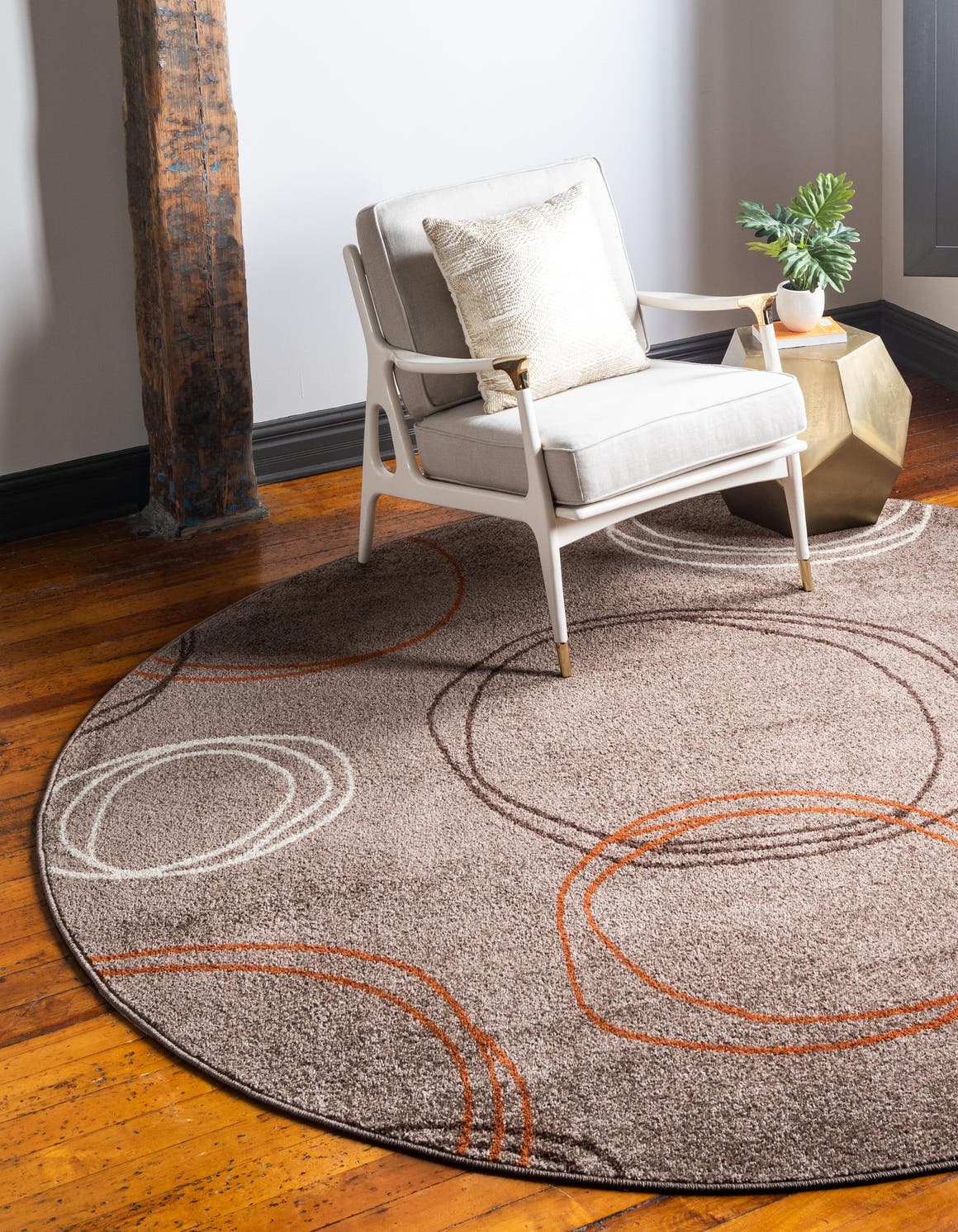 Light Brown 100cm x 100cm Harvest Round Rug AU Rugs
