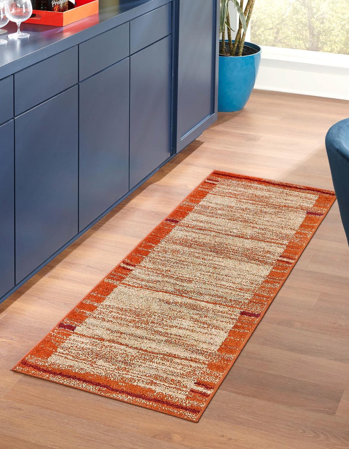 Terracotta 2' 6 x 10' Equinox Runner Rug