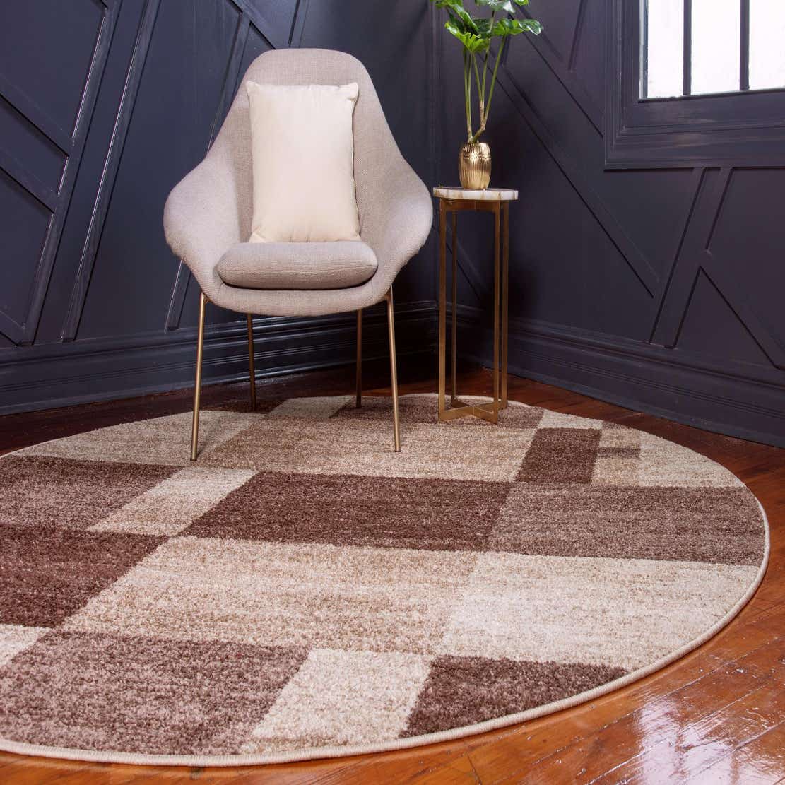 Light Brown 8' x 8' Equinox Round Rug