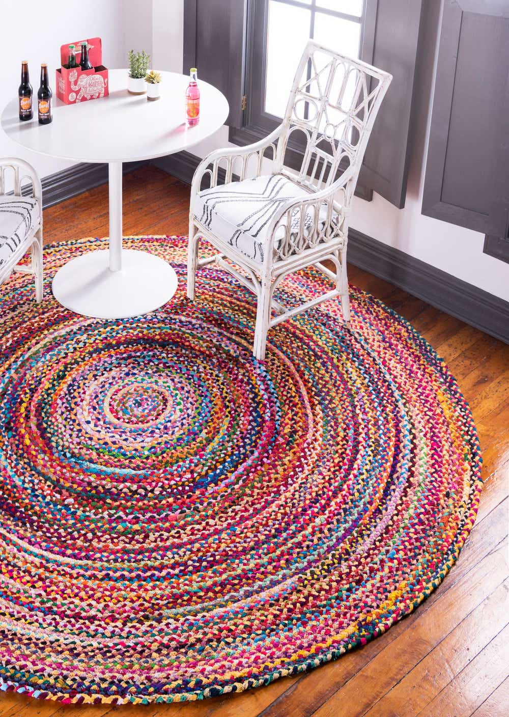 Multicolor 8' x 8' Hand Braided Chindi Round Rug eSaleRugs