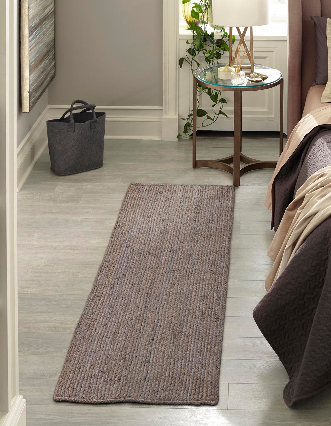 Gray 2' 6 x 6' 1 Hand Braided Jute Runner Rug eSaleRugs