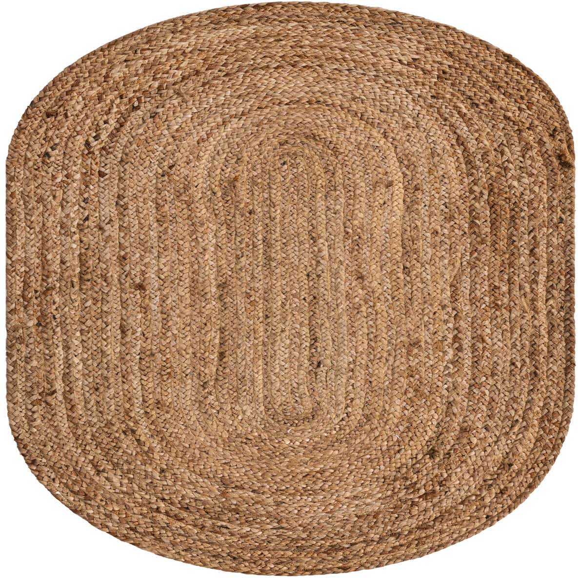 Natural 3' 3 x 5' Braided Jute Oval Rug