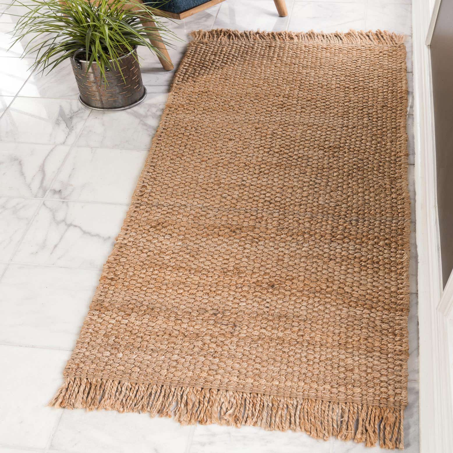 Natural 2' 6 x 6' Chunky Jute Runner Rug