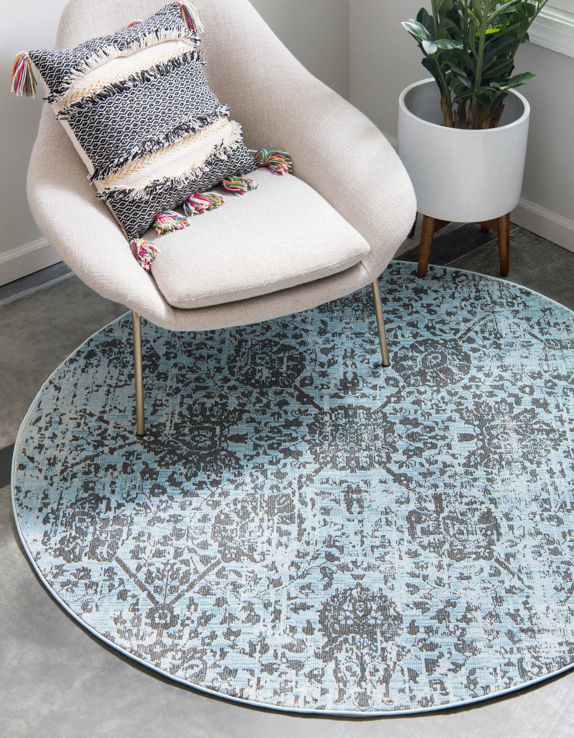 Light Blue 8' 4 x 8' 4 Havana Round Rug Rugs.ca