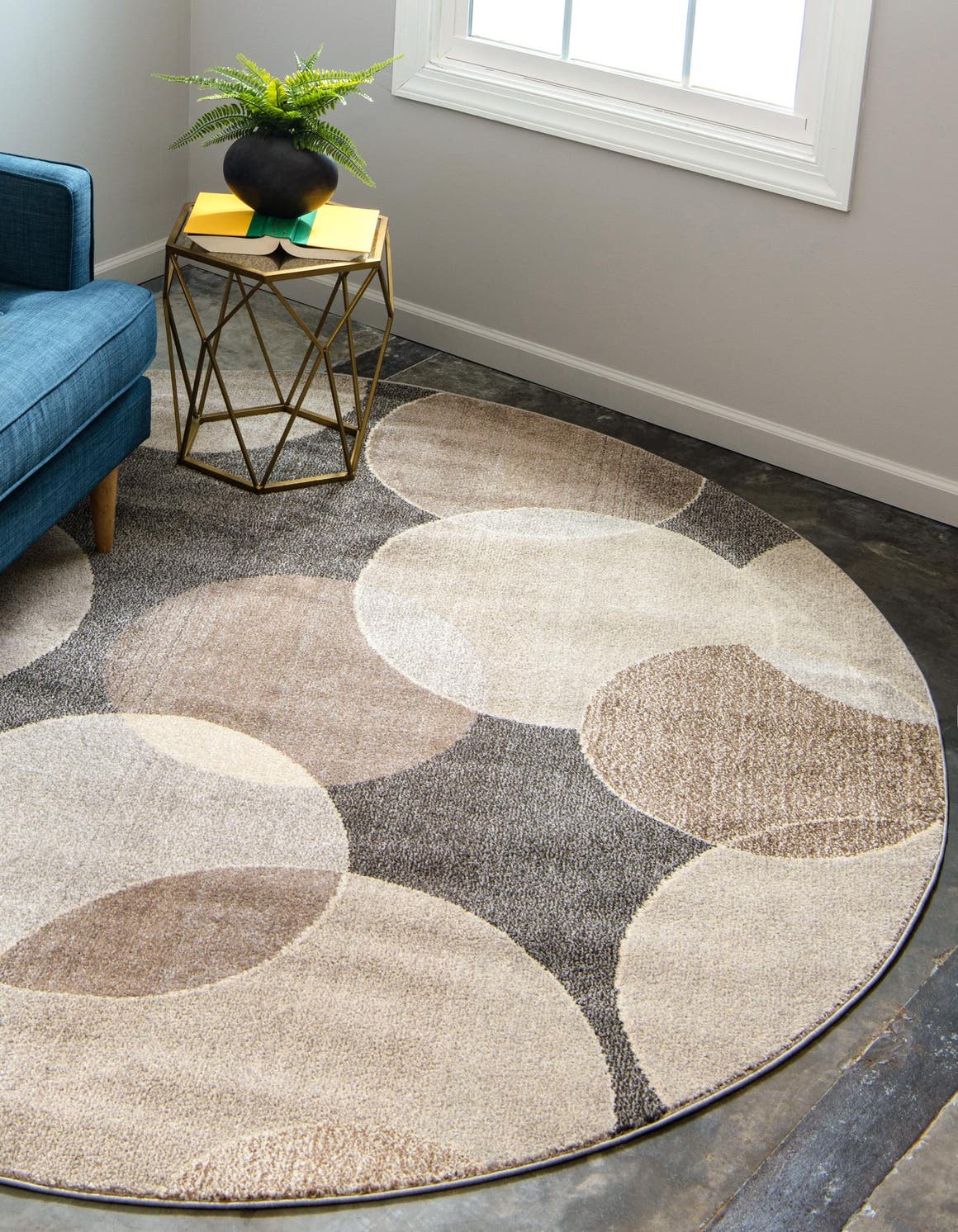 Gray 8' x 8' Theia Round Rug