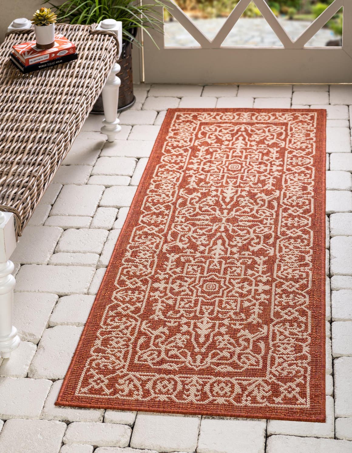 Terracotta 2' x 6' Outdoor Botanical Runner Rug