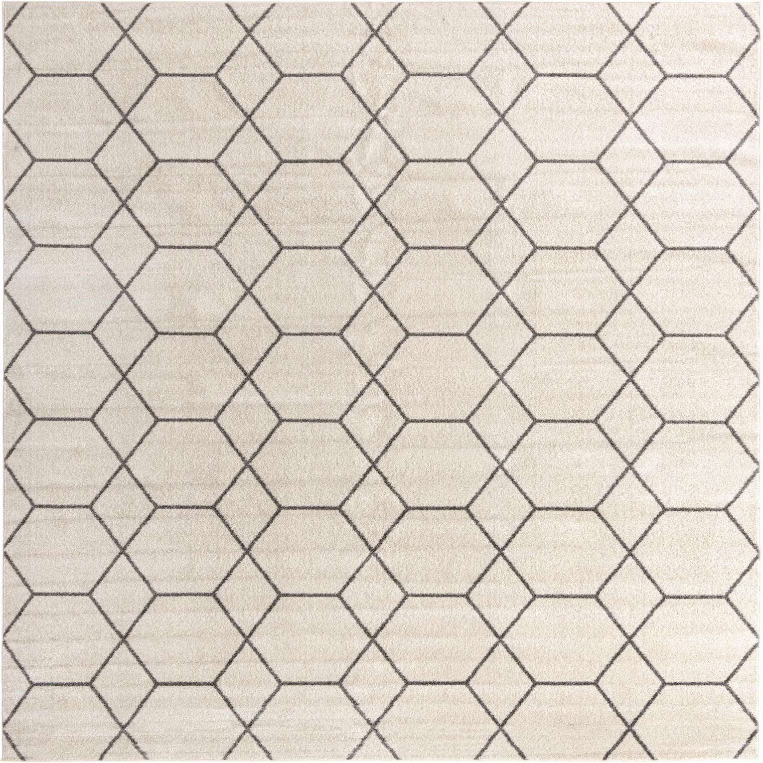 Ivory 9' x 12' Lattice Frieze Rug