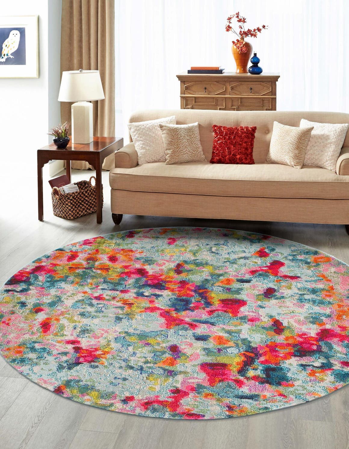 Multicolor 8' x 8' Theia Round Rug