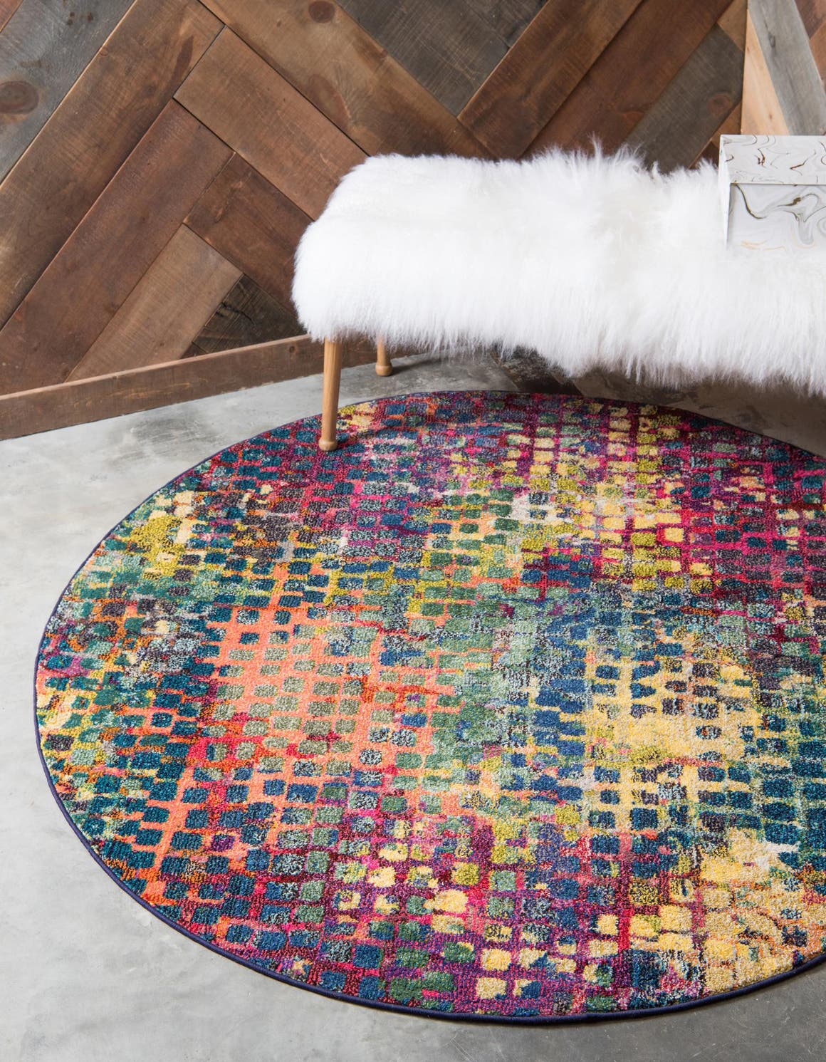 Multicolor 6' x 6' Theia Round Rug
