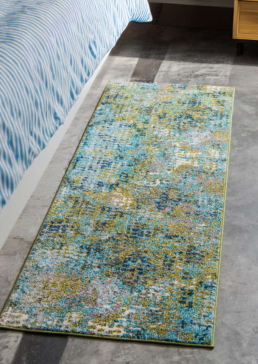 Blue Green 2' 7 x 10' Spectrum Runner Rug eSaleRugs