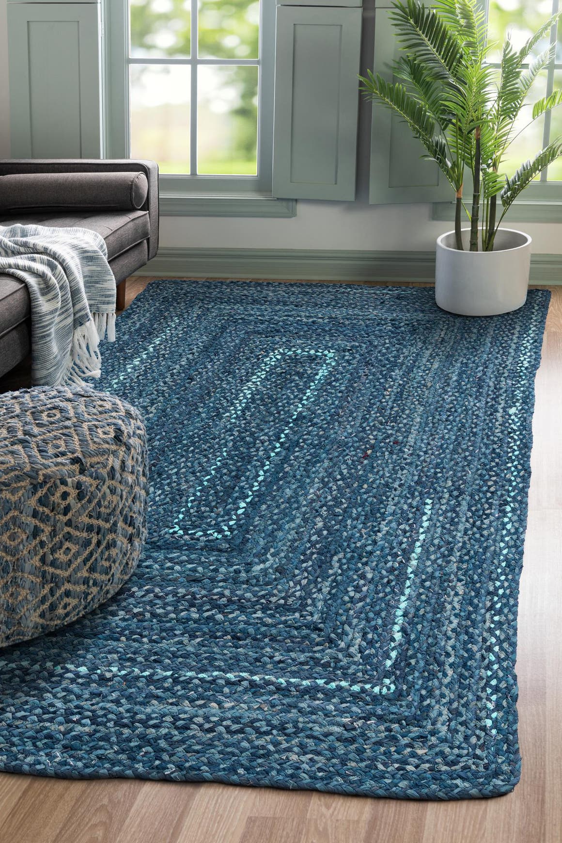 Blue 152cm x 245cm Braided Chindi Rug AU Rugs