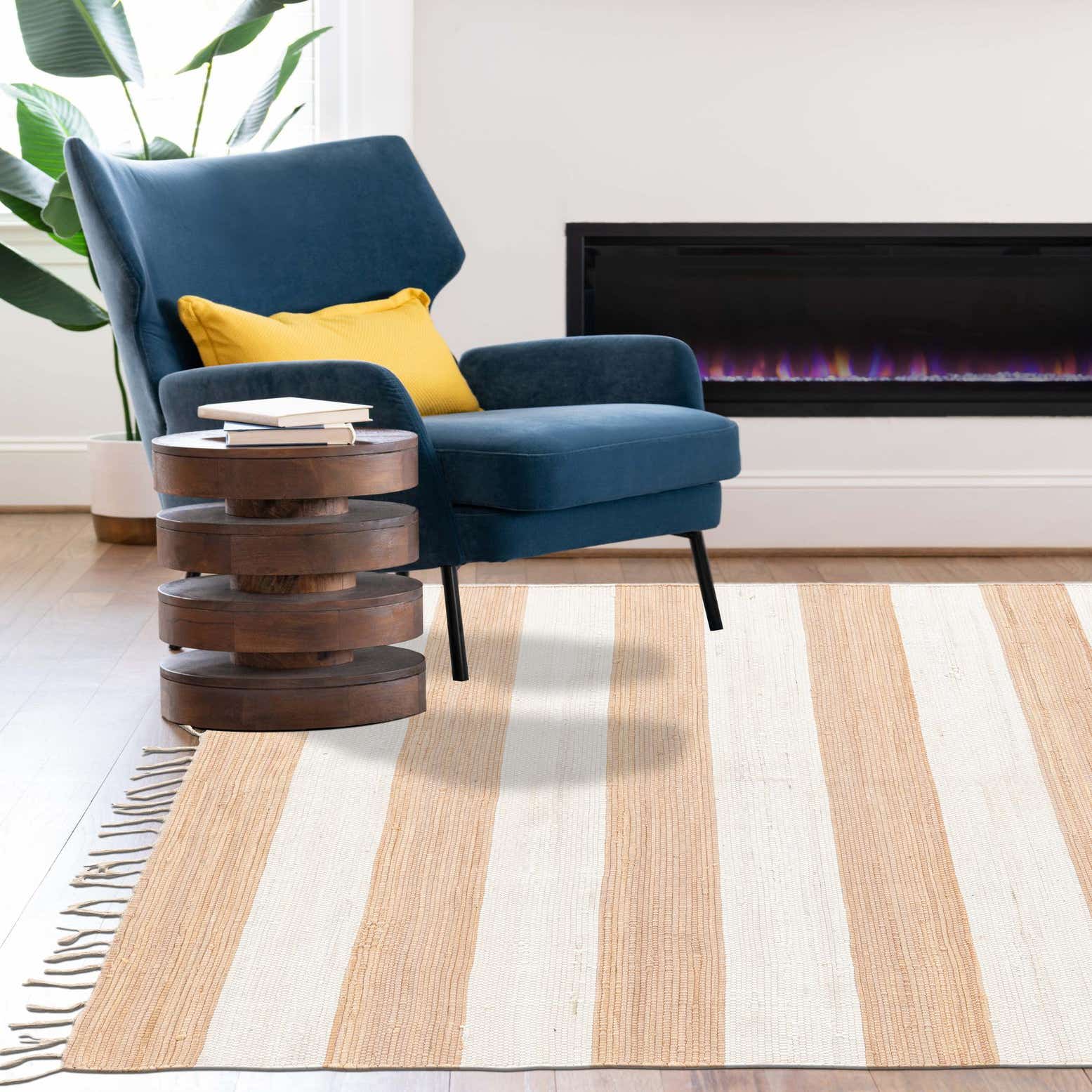 Beige 7' x 10' Chindi Rag Rug