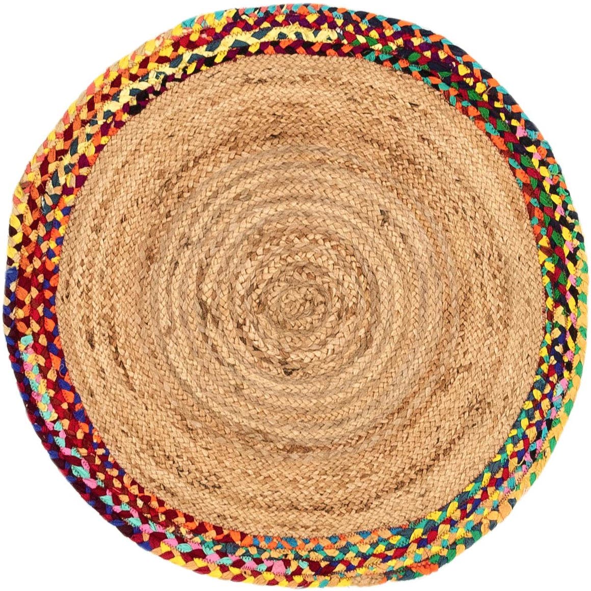 Natural 100cm x 100cm Braided Jute Round Rug AU Rugs