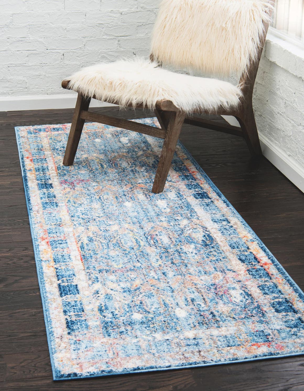 Blue 2' 7 x 8' 2 Williamsburg Runner Rug
