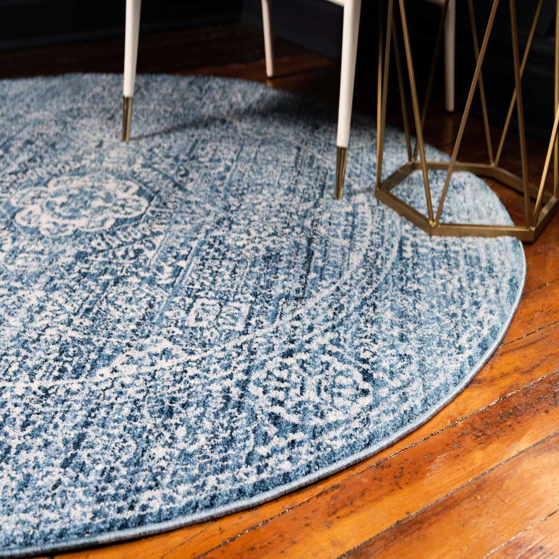 Blue 183cm x 183cm Brooklyn Round Rug iRugs CH