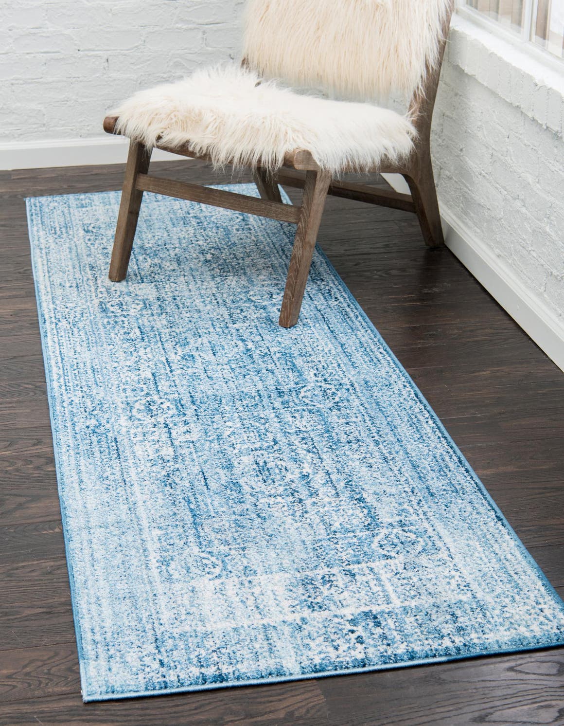 Blue 80cm x 250cm Brooklyn Runner Rug AU Rugs