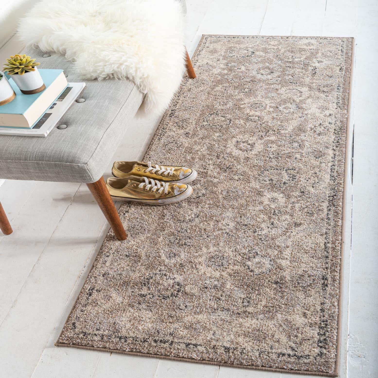 Beige Brown 2' 2 x 6' Madeline Runner Rug