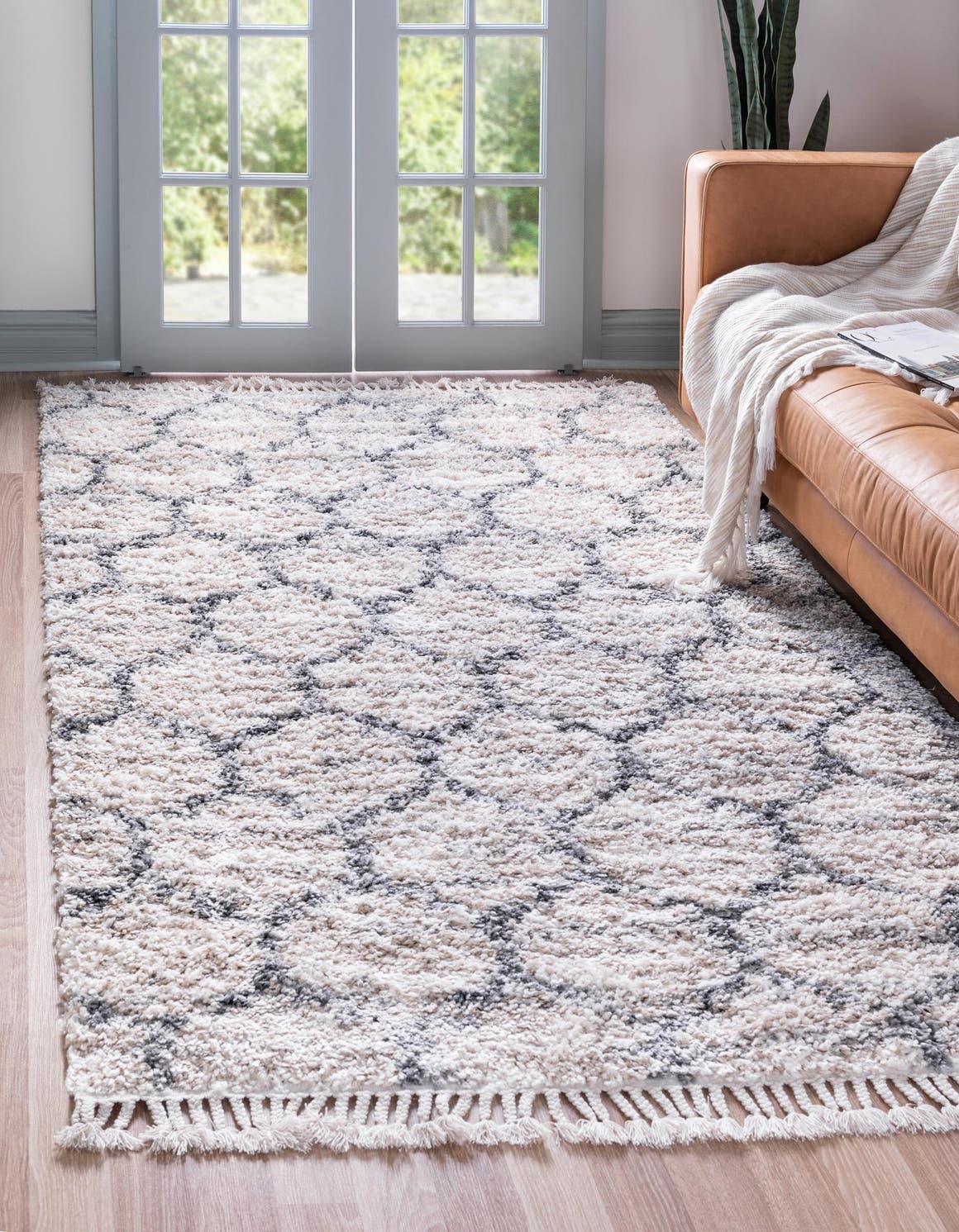 Beige 9' x 12' Athena Shag Rug