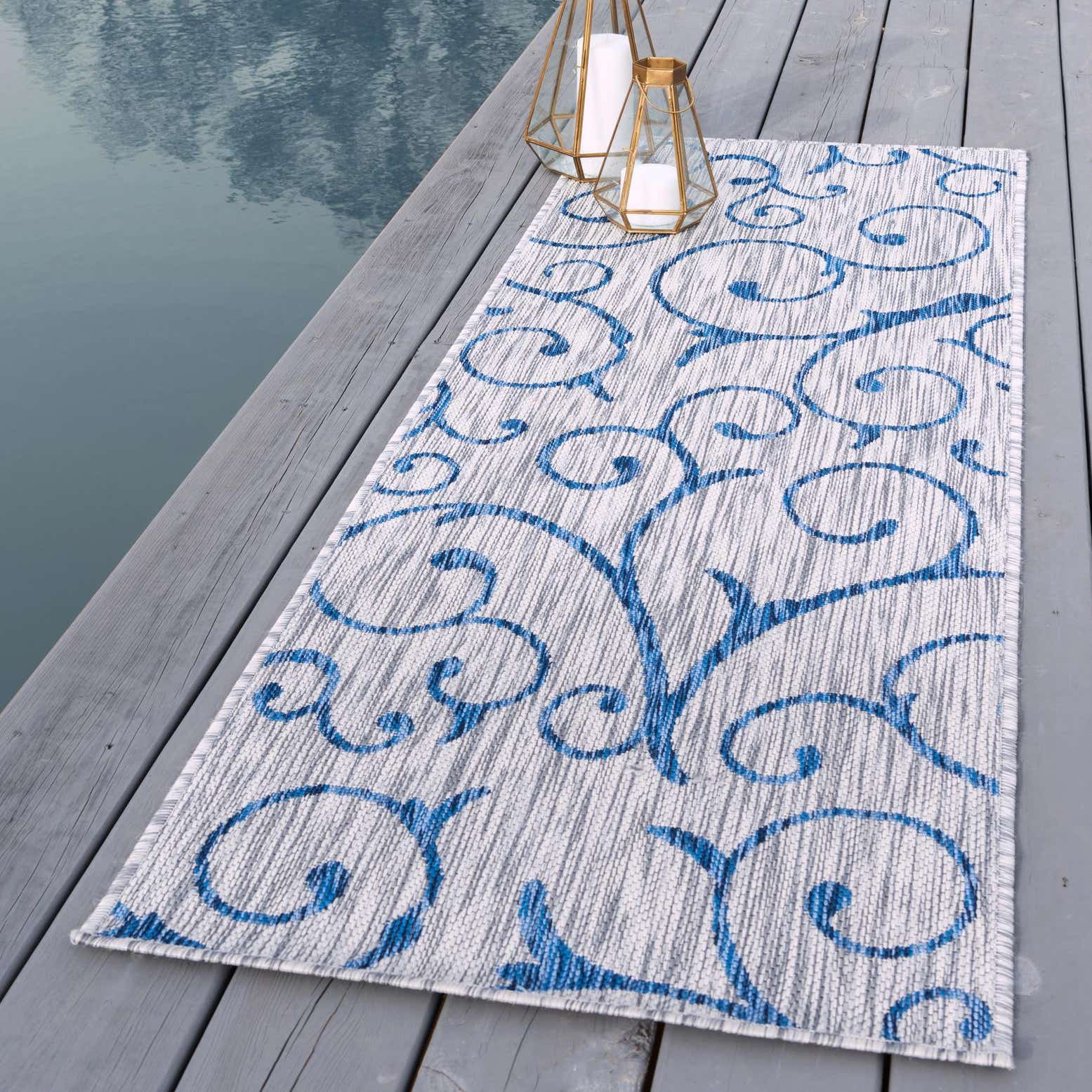 Light Gray 60cm x 183cm Outdoor Botanical Runner Rug iRugs CH