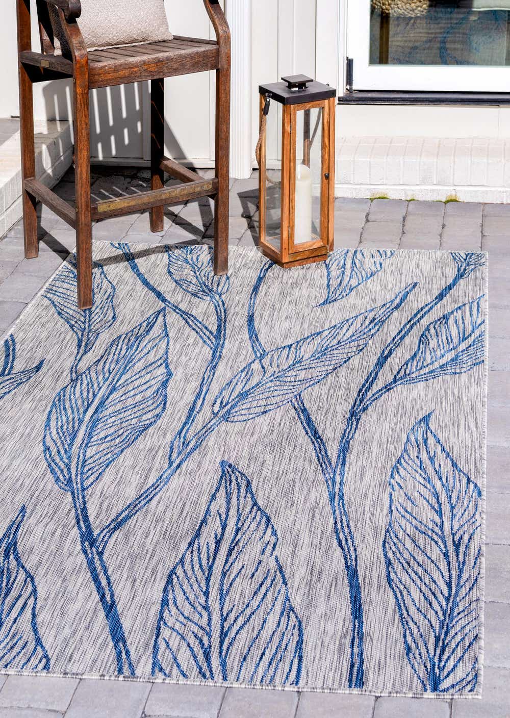 Light Gray 8' x 11' 4 Outdoor Botanical Indoor / Outdoor Rug eSaleRugs