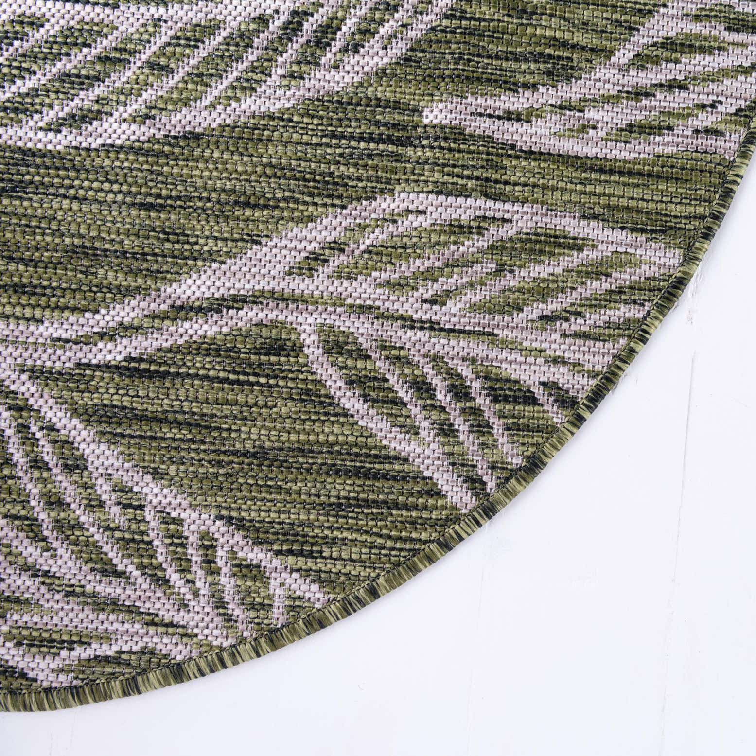 Hunter Green 4' x 4' Outdoor Botanical Round Rug