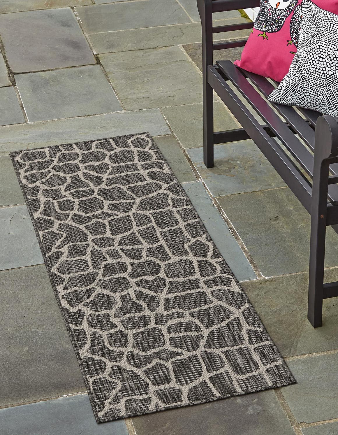 Charcoal Gray 2' x 6' Outdoor Safari Runner Rug