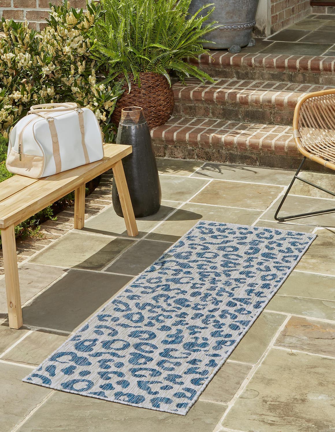 Blue 2' x 6' Outdoor Safari Runner Rug