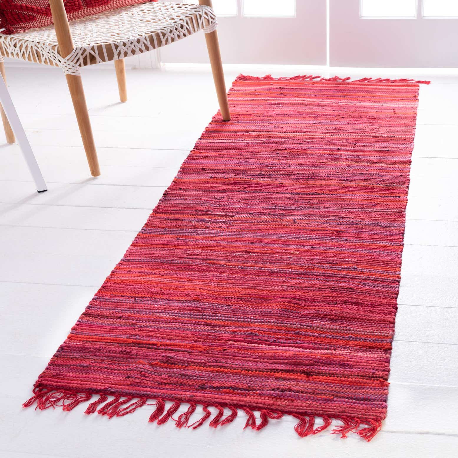 Red 80cm x 300cm Chindi Cotton Runner Rug AU Rugs