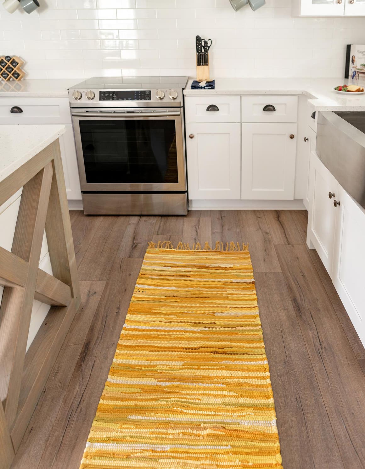 Yellow 80cm x 300cm Chindi Cotton Runner Rug AU Rugs