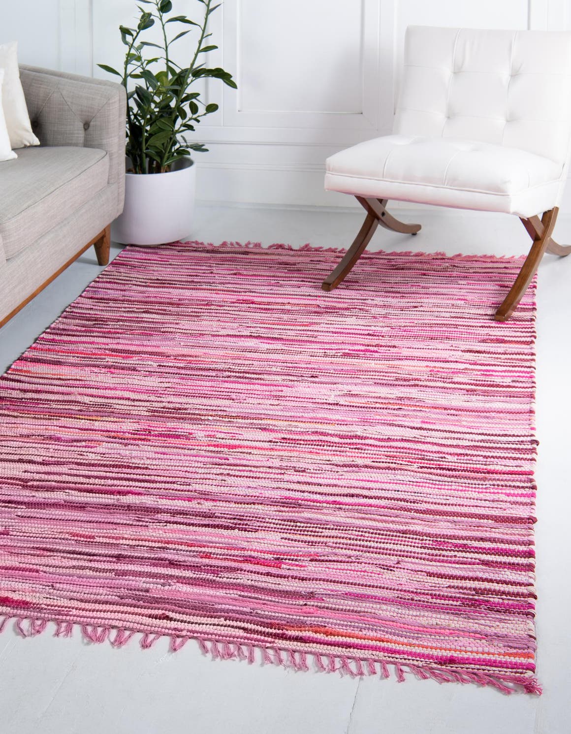 Pink 8' x 10' Chindi Cotton Rug