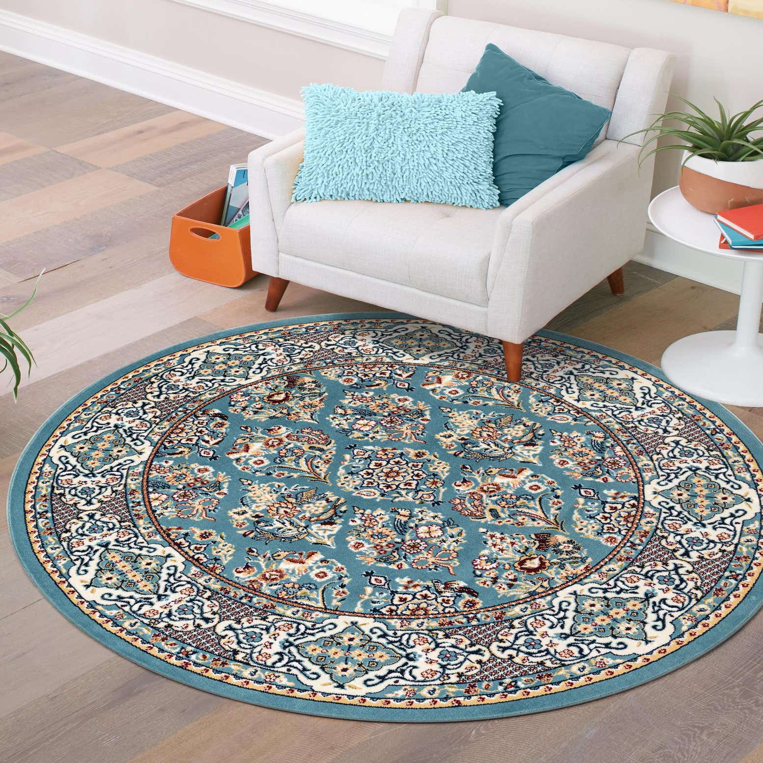 Blue 10' x 10' Nain Design Round Rug eSaleRugs