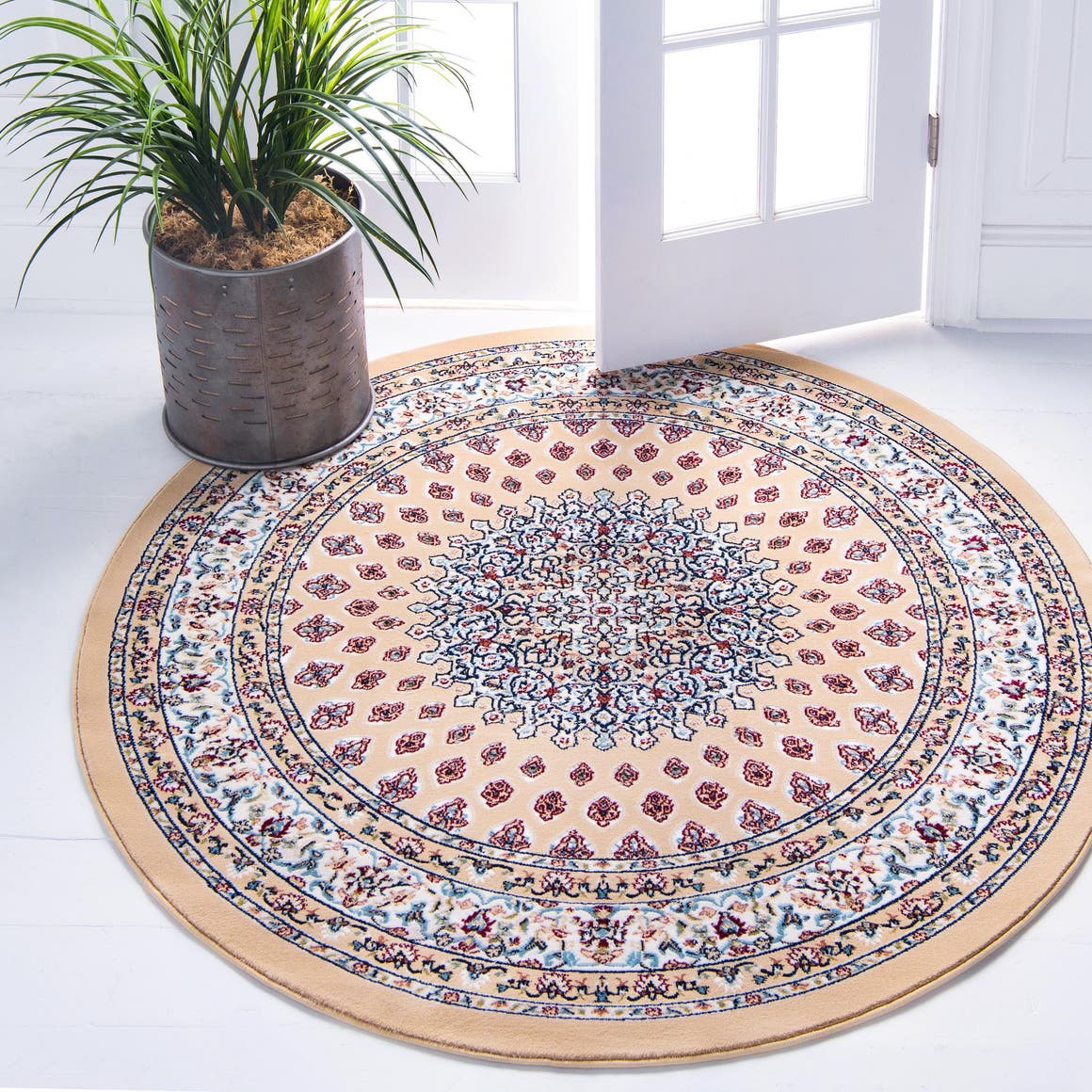 Beige 10' x 10' Nain Design Round Rug eSaleRugs