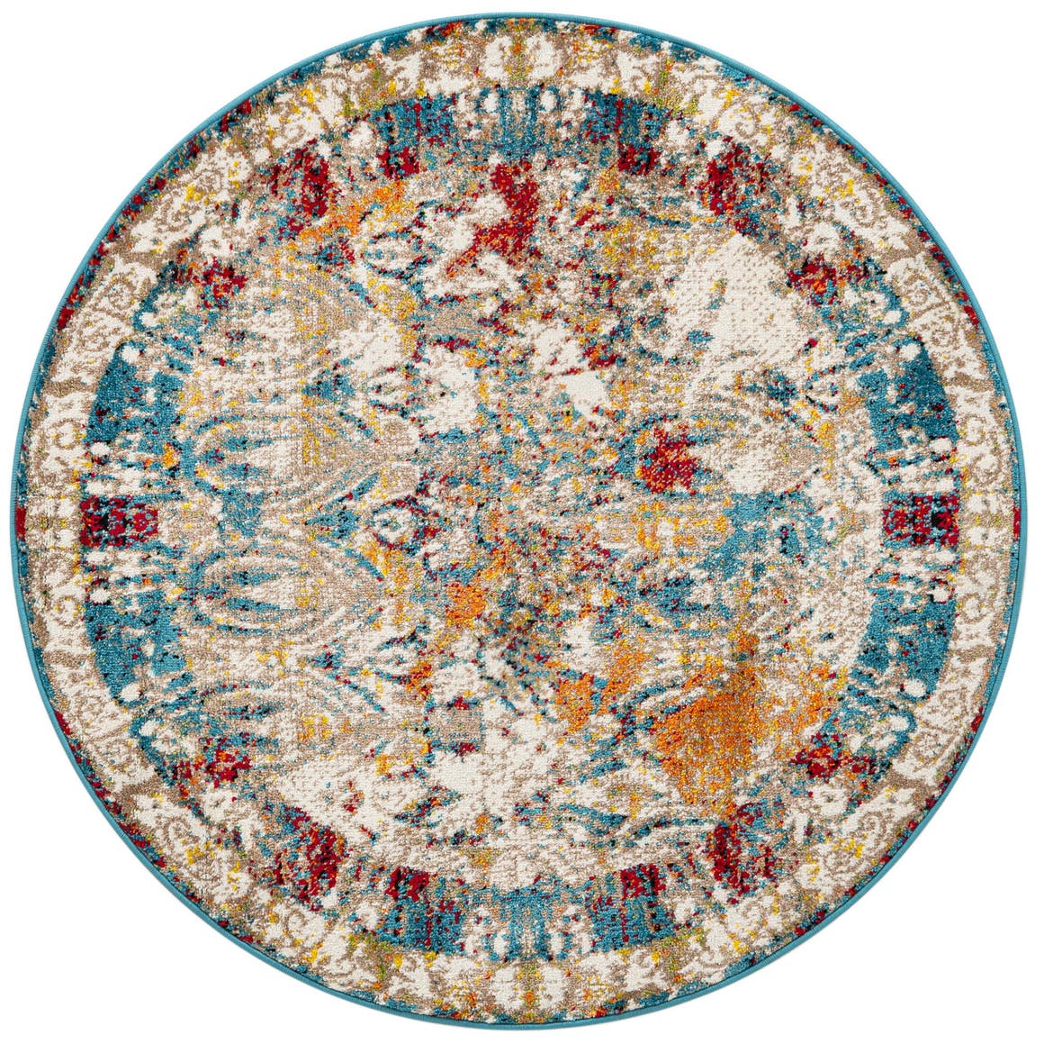 Multicolor 122cm x 122cm Venice Round Rug AU Rugs