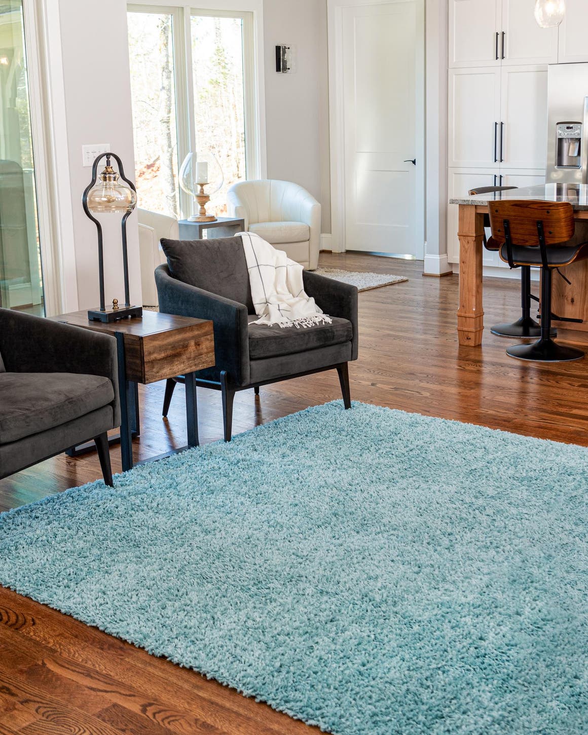 Aqua 10' x 10' Zermatt Shag Square Rug