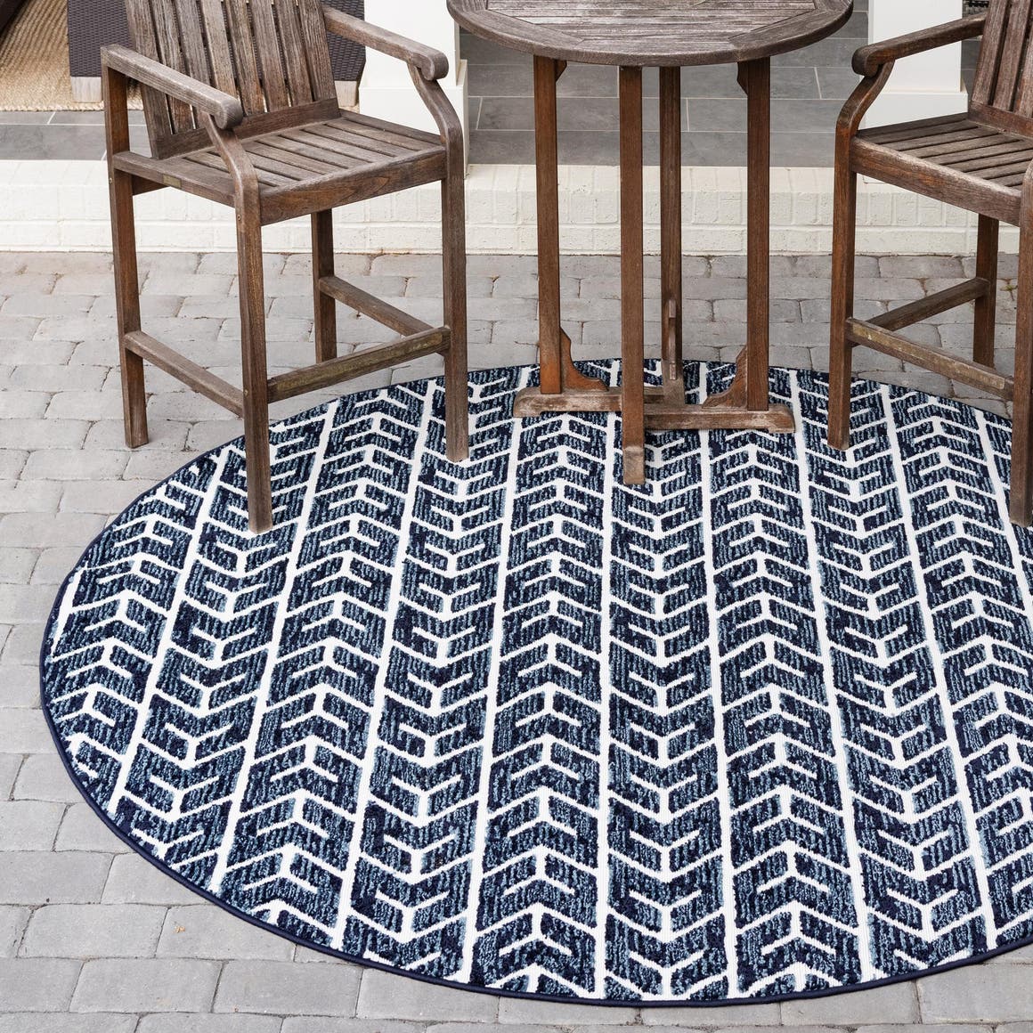 Navy Blue 245cm x 245cm Sabrina Soto Outdoor Round Rug AU Rugs