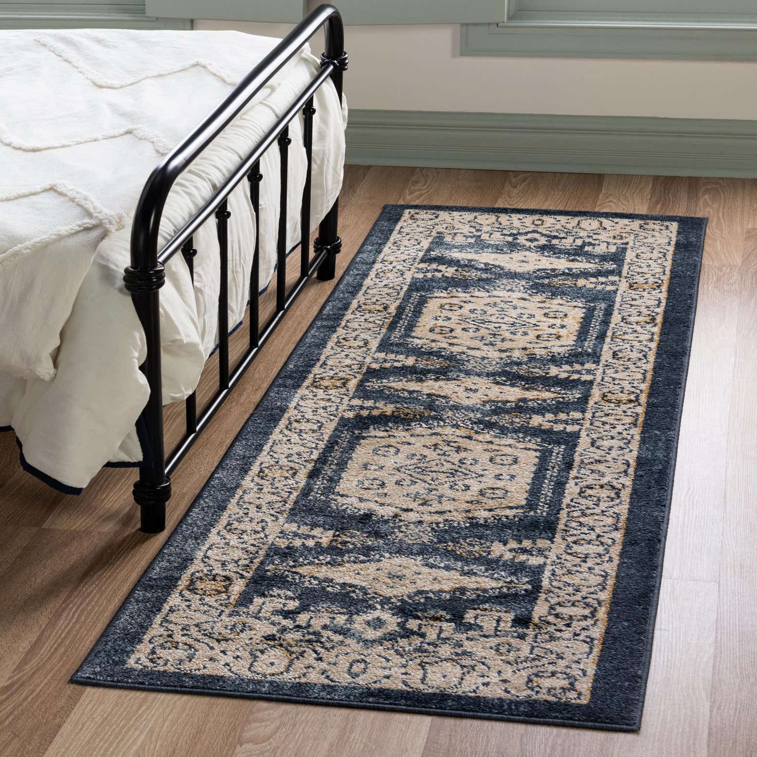 Dark Blue 2' x 6' Arcadia Runner Rug eSaleRugs