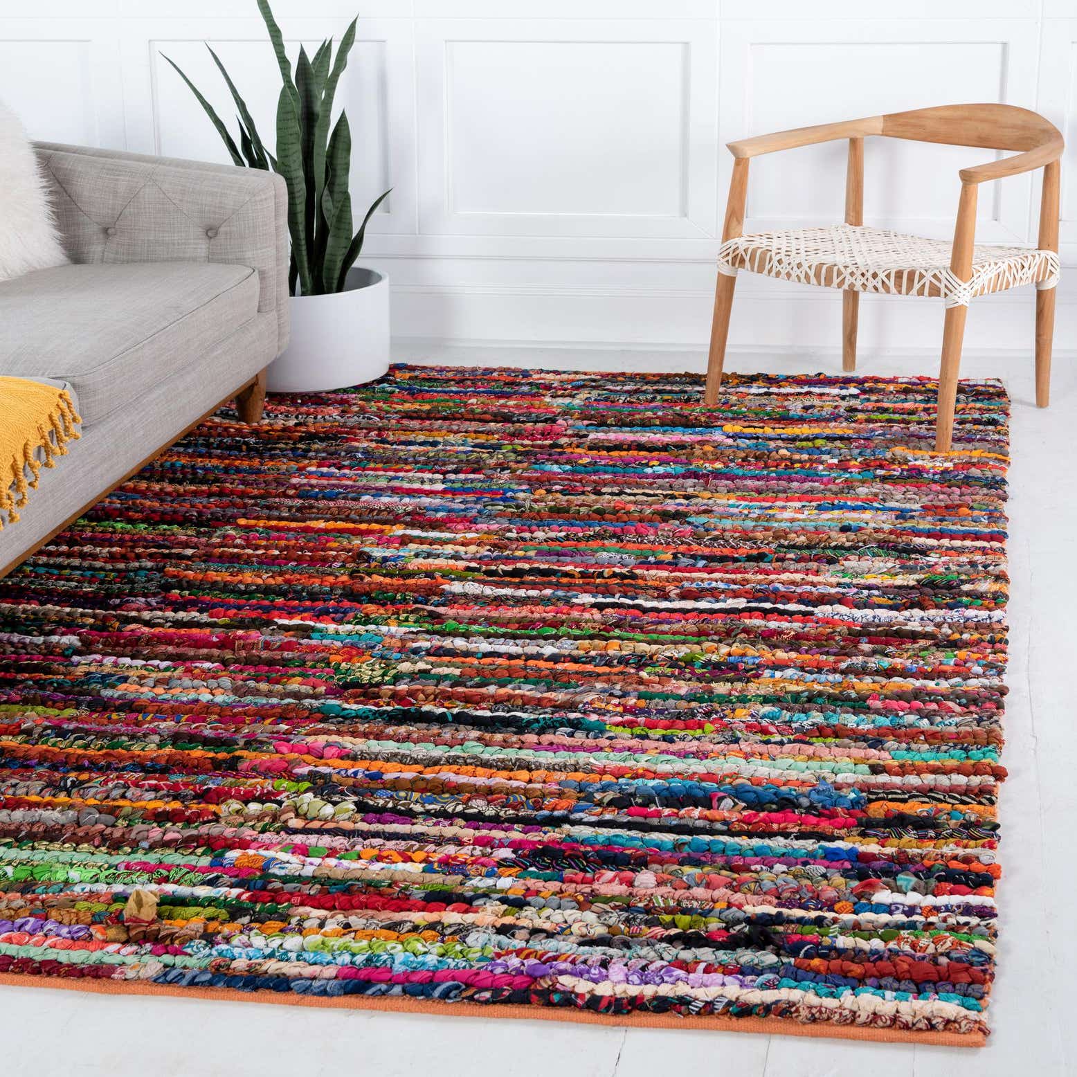 Multicolor 6' x 9' Braided Chindi Rug