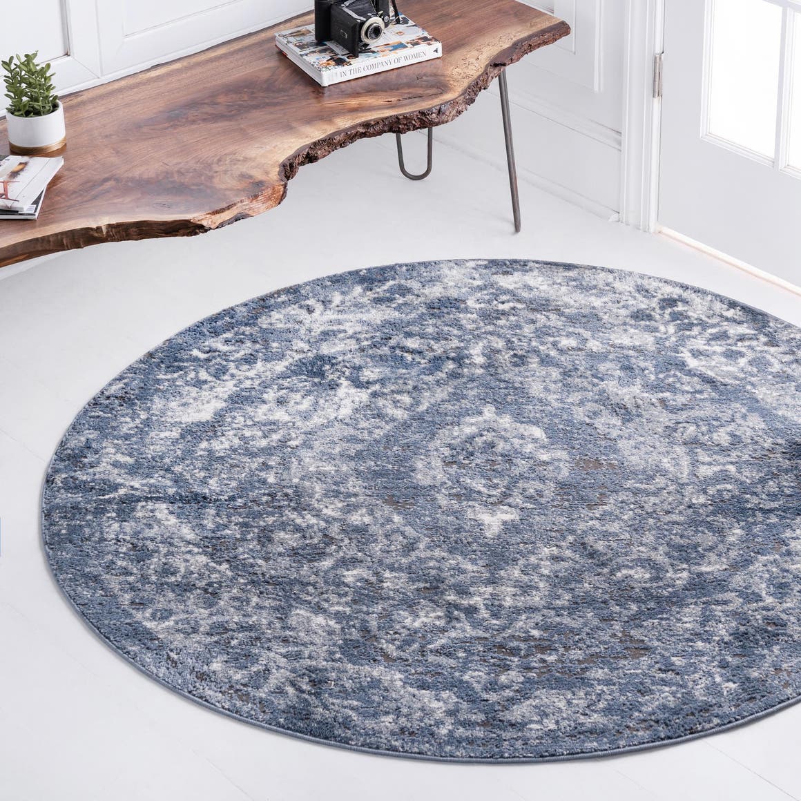 Blue 100cm x 100cm Oregon Round Rug AU Rugs