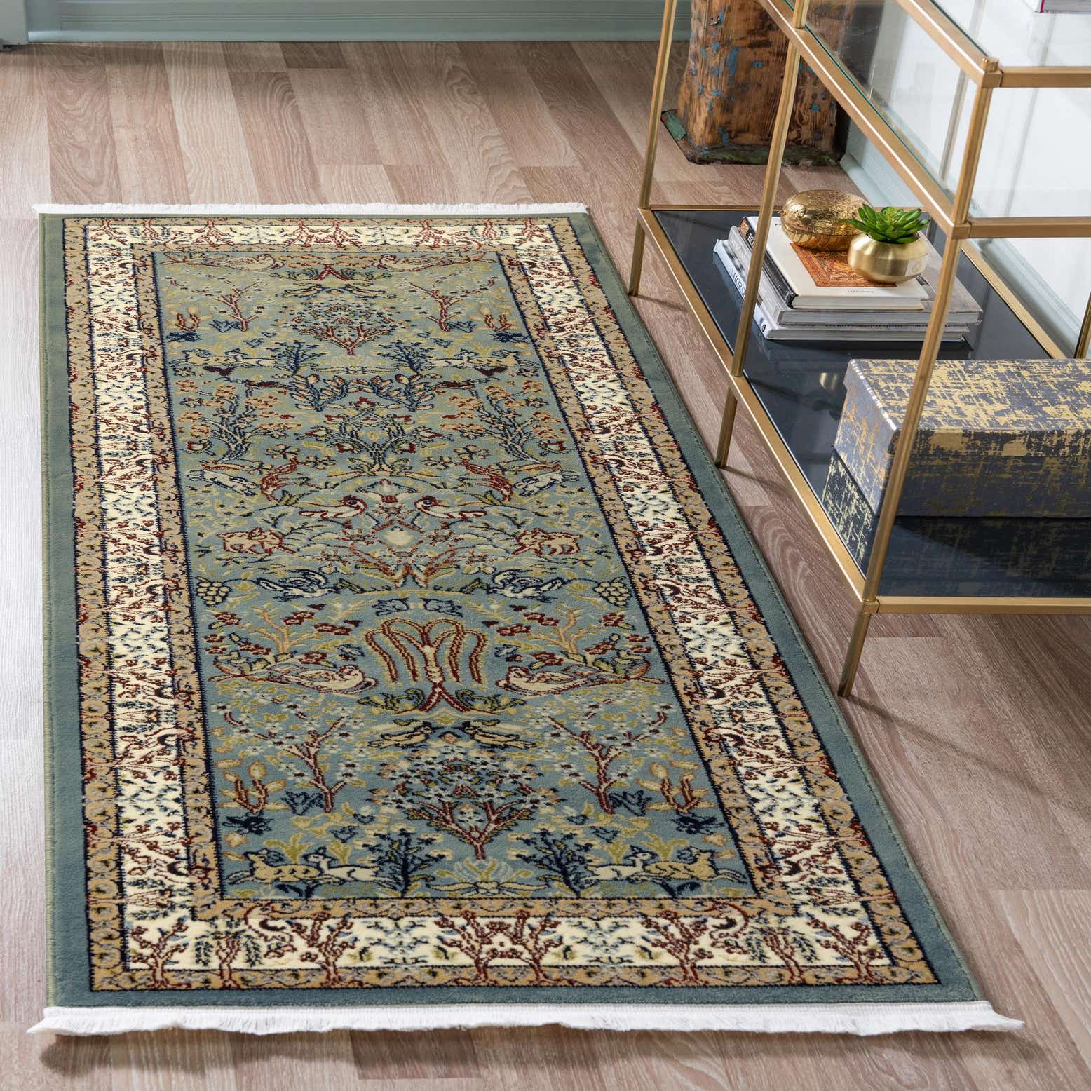 Blue 3' x 13' Nain Design Runner Rug eSaleRugs