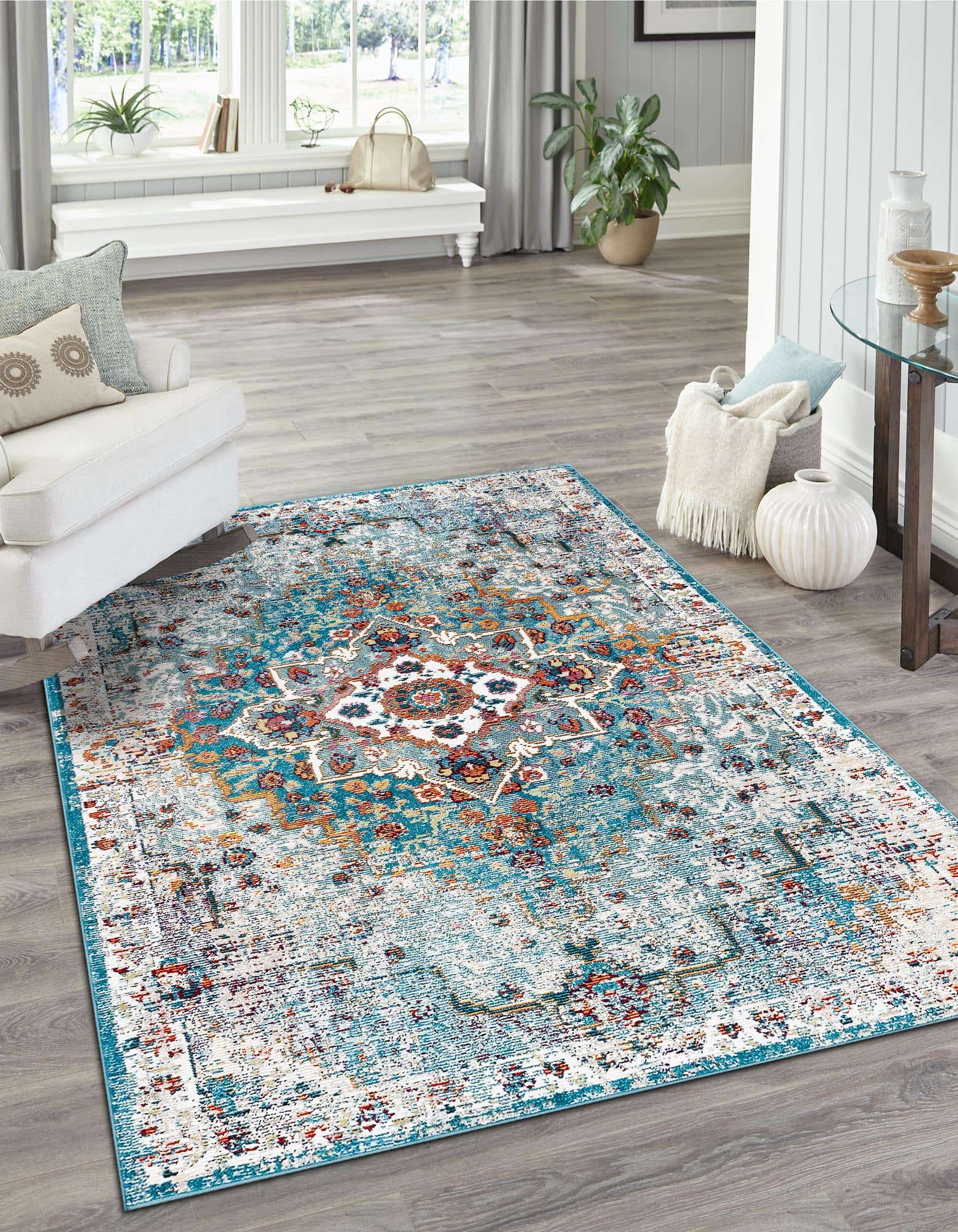 Turquoise 4' x 6' Amulet Rug | Rugs.com