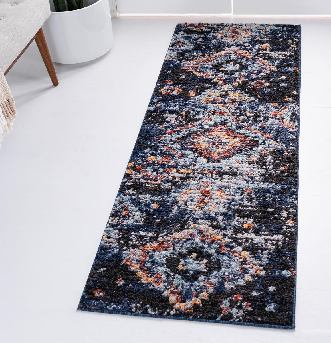 Navy Blue 2' 7 x 10' Morocco Runner Rug