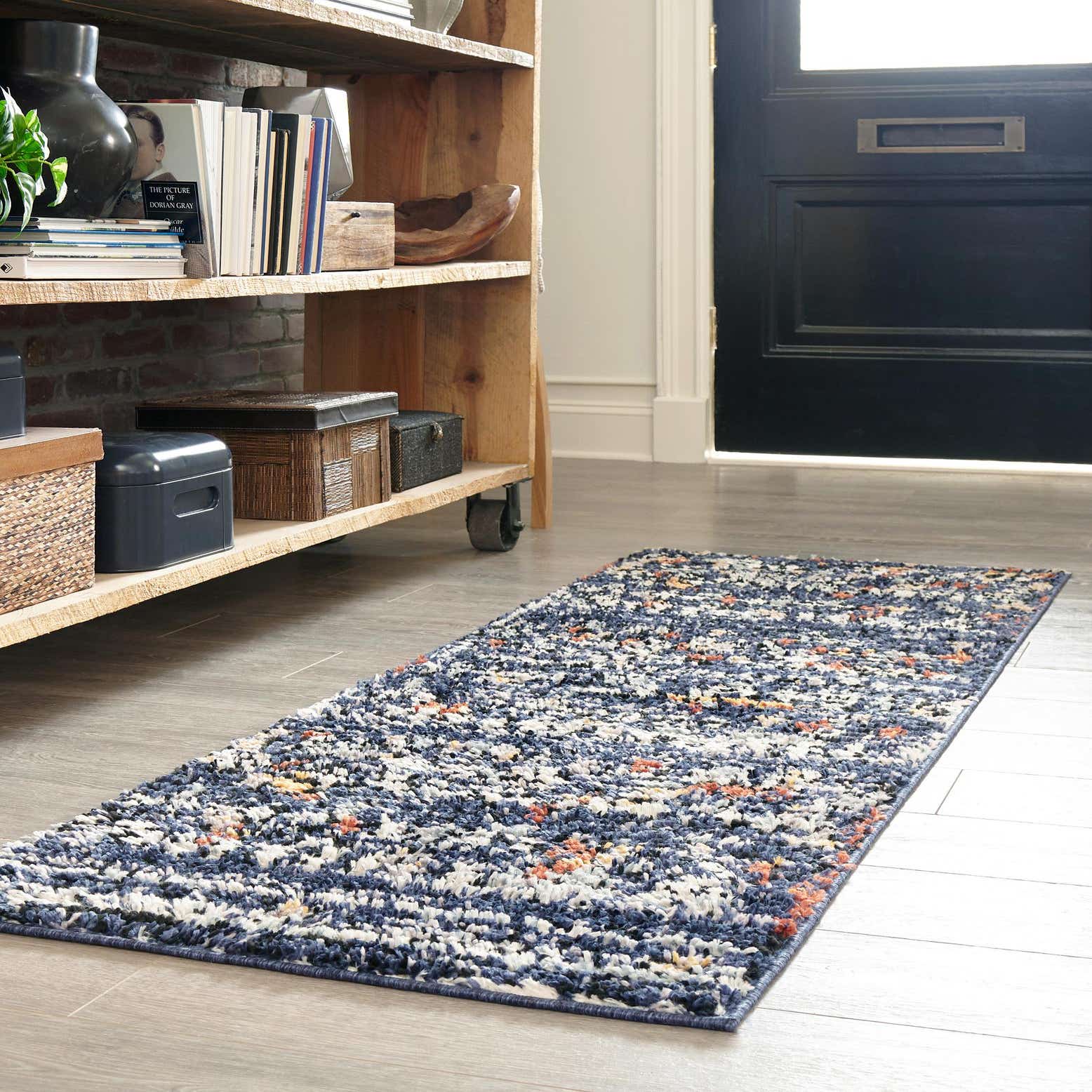 Navy Blue 2' 2 x 6' Morocco Runner Rug