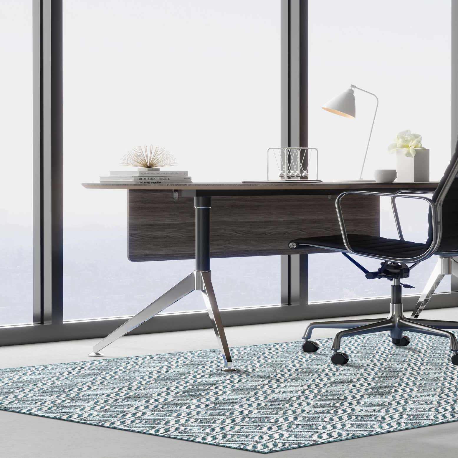 Teal 7' x 10' Outdoor Lattice Rug