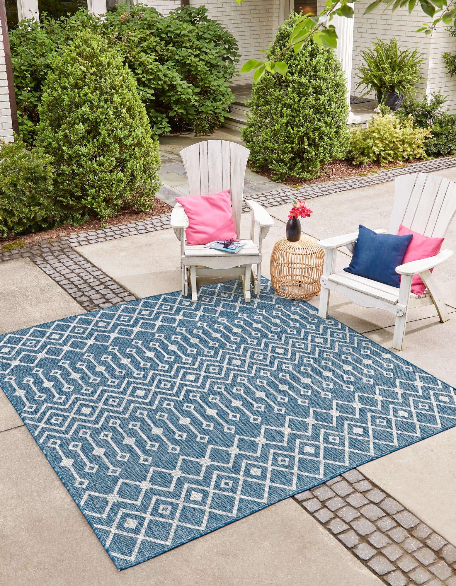 Blue 8 X 8 Outdoor Trellis Square Rug OutdoorRugs blue-8-x-8-outdoor-trellis-square-rug-outdoorrugs
