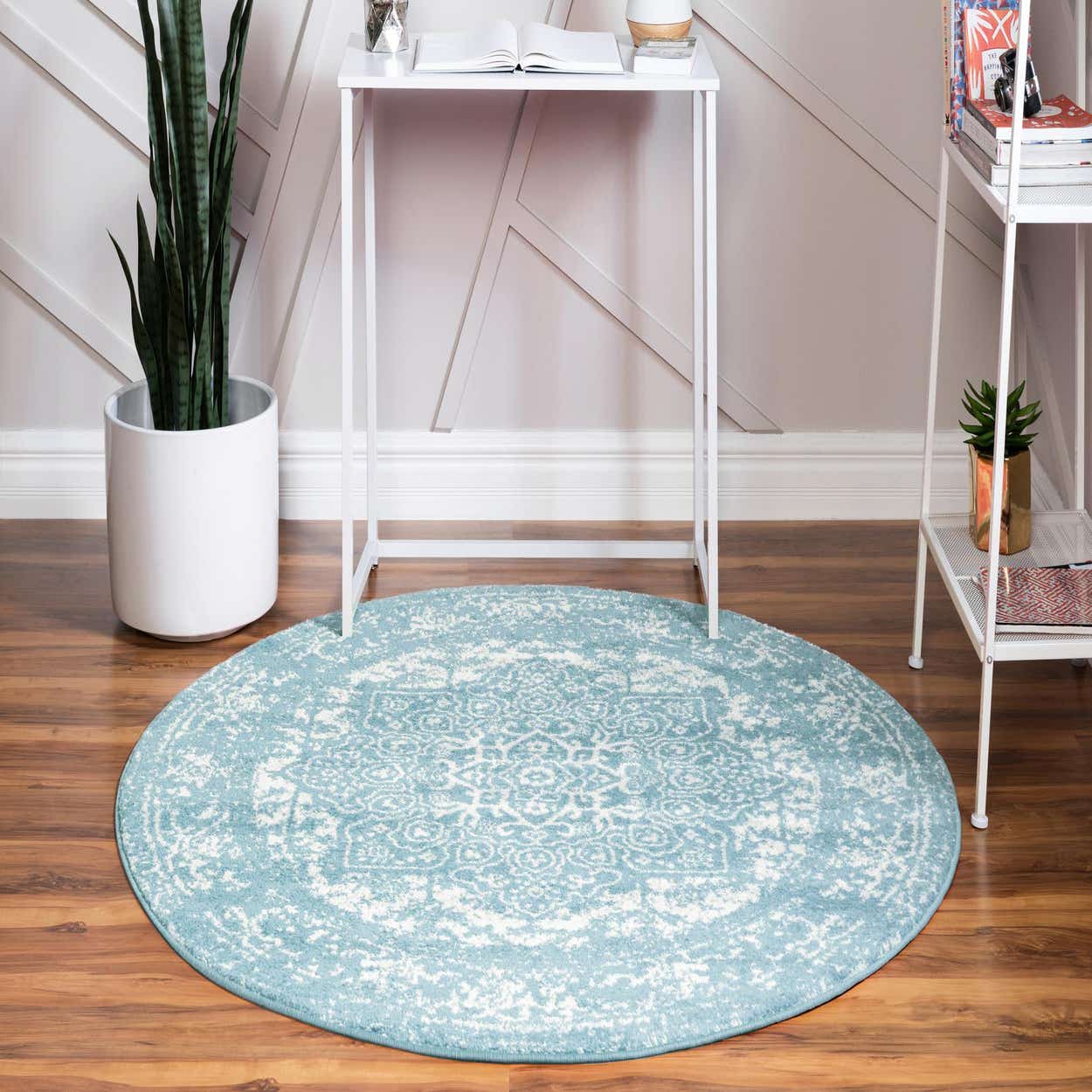 Aqua 100cm x 100cm Arlington Round Rug AU Rugs