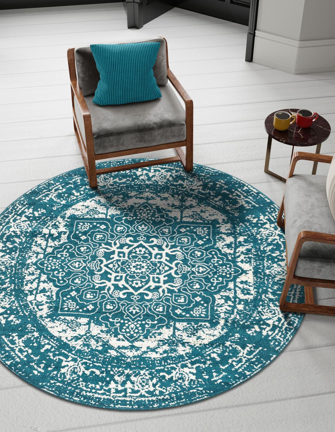 Turquoise 240cm x 240cm Arlington Round Rug AU Rugs