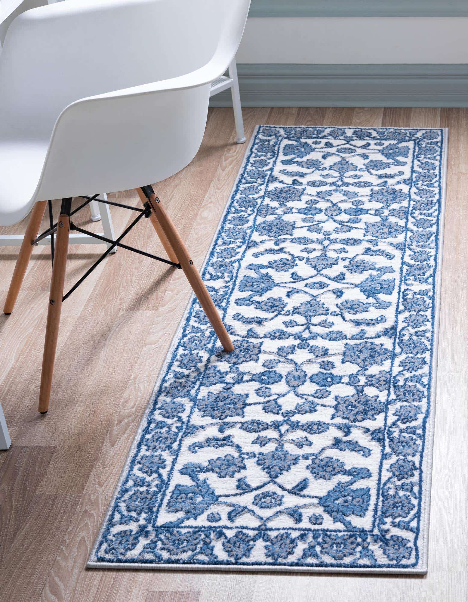 White-Blue 2' x 6' Boston Runner Rug | Rugs.com